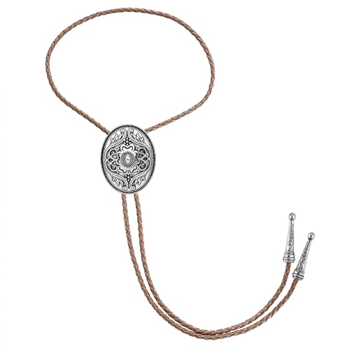 Image of GelConnie Floral Bolo Tie for Men Womens Bolo Tie Necklace Native American Black Men's Bolo Ties Western Cowboy Bolero Ties