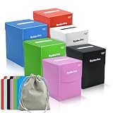 RyshePro 6 Pack 100+ Double-Sleeved Card Deck Box for MTG, Commander Card Case with 12 Dividers & 1 Dice Bag, Bulk Trading Card Storage Box for PTCG/Magic/CCG/TCG, Sports Cards, Colorful