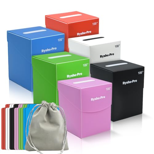 RyshePro 6 Pack 100+ Double-Sleeved Card Deck Box for MTG Colorful