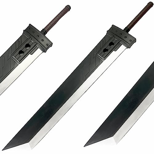 42.5 or 57 Final Version Fantasy PU Foam Zweihander Broad Sword with Inner Core for Video Game Cosplay Costume Prop Collection Gift. Silver Black