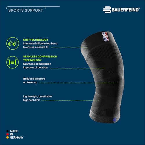 Bauerfeind Sports Compression Knee Support NBA - Lightweight Design with Gripping Zones for Basketball Knee Pain Relief & Performance with Team Designs (White, L) by Bauerfeind - Image 2