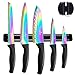 Produktbild SiliSlick Messerset, 5 Scharfe Küchenmesser als Set | Titanbeschichtung mit Regenbogeneffekt, Inklusive Magnetleiste für Messer und Messerschärfer (Schwarzer Griff | Schwarze Leiste)