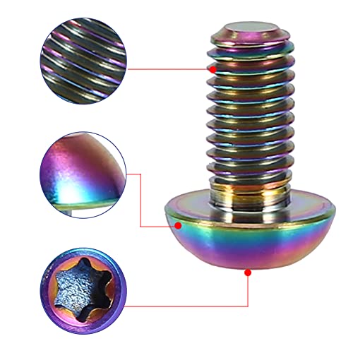 Vgeby Titanium Rotor Bolts, Mountain Bike Bicycle Disc Brake Rotor Screws (Pack Of 12) (Color : Colorful) Oil Slick Bike Parts #TOP1
