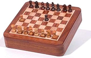 Song of India Magnetic 32 Piece Hand Carved Wood Chess Set with Sliding Storage Drawer 5