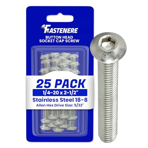 Fastenere Button Head Socket Cap Screws - 1/4-20 x 2-1/2