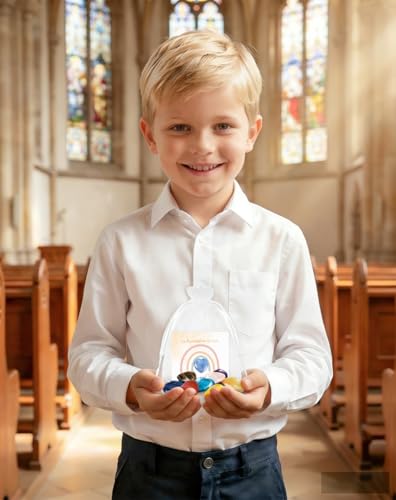 12 Glückssteine Kommunion Geschenke für Mädchen Junge, Kleine Geschenk Zur Erstkommunion, Glücksbringer Kleinigkeit Edelsteine Kommunionsgeschenk Gastgeschenke, Kommunion Deko, Herz Steine Mitgebsel