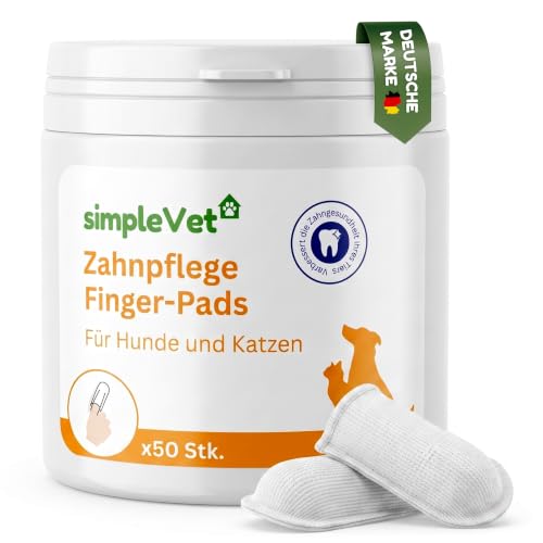 simpleVet Zahnpflege Fingerpads - 50 Stk, für Hunde & Katzen | Effektive Zahnpflege Fingerpads für Hund & Katze, reduziert Plaque, Zahnbürste für Hunde und Katzen