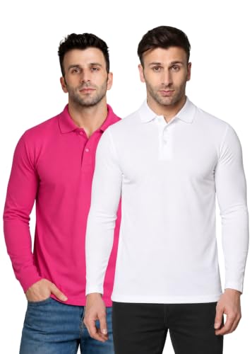 Image of INKKR Full Sleeve Men's Solid Polo Neck T-Shirt Combo