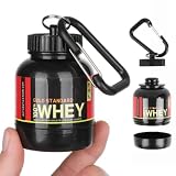 LE GARAGE Llavero Proteína Whey Portátil 100ML, Mini Bote Recipiente para llevar Suplementos de Bebida en Polvo. Contenedor Botella para Gym. Incluye Mosquetón.