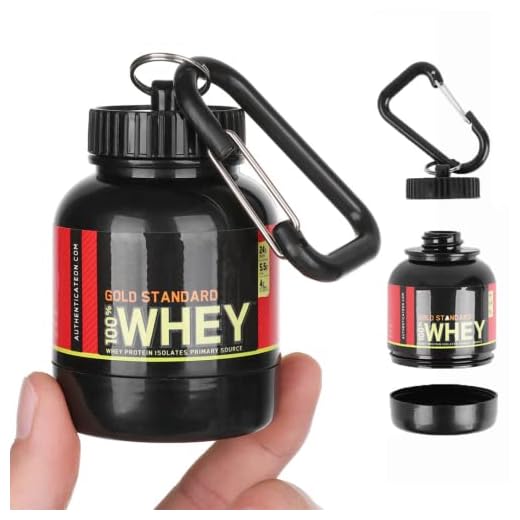 LE GARAGE Llavero Proteína Whey Portátil 100ML, Mini Bote Recipiente para llevar Suplementos de Bebida en Polvo. Contenedor Botella para Gym. Incluye Mosquetón.