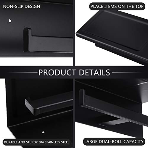 Gemitto Toilet Paper Holder, Sus304 Stainless Steel Double Roll Bathroom Paper Tissue Holder Mobile Phone Storage Shelf, Toilet Paper Dispenser With Shelf Wall Mounted #TOP2