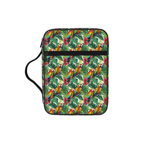 Image of JBJGKHLP Tropical Flower Leaf Parrot Print Bible Storage Bag Waterproof Religious Gift for Men Women Home Church Travel