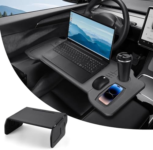 FIILINES Foldable Car Tray Desk for Tesla Model 3/Y, 2025 Upgraded Portable Car Laptop Desk for Model 3/Y Car Accessories, Multipurpose Car Table for Outdoor Eating Working