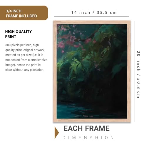 Image of kotart Abstract Nature Art Framed Paintings | Big Aesthetic Waterfall View Painting | Vastu Frames for Bedroom Living Room Wall Decor Set Of 3 (14x20 Inch)