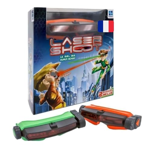 Megableu Laser Shoot - Juego láser para niños a Partir de 6 años, sin Pistola, con 2 máscaras láser Ajustables, Combate hasta 10 m, Juegos al Aire Libre y Interior, Idea de Regalo, versión Francesa