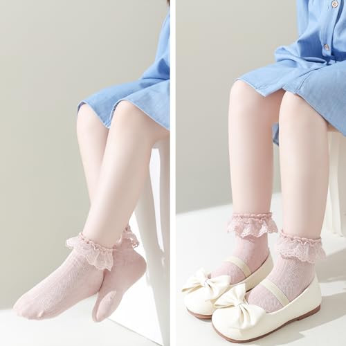 Mini angel Baby Girl Socks Infant Toddler Ruffle Eyelet Lace Socks Girls Ruffle Sock Seamless Princess Frilly Sock for Kids3