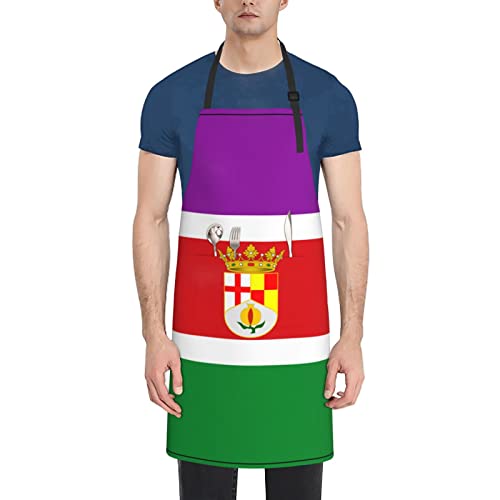 Qizyoqa Bandera Y Escudo De Andalucía Oriental (Pao) Apron For Men Women Adjustable Chef Aprons Waterproof With Pockets Bib Kitchen Cooking Aprons #TOP1