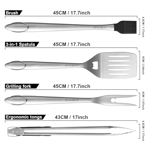 Set de 15 herramientas para parrilla en acero inoxidable miniatura 2