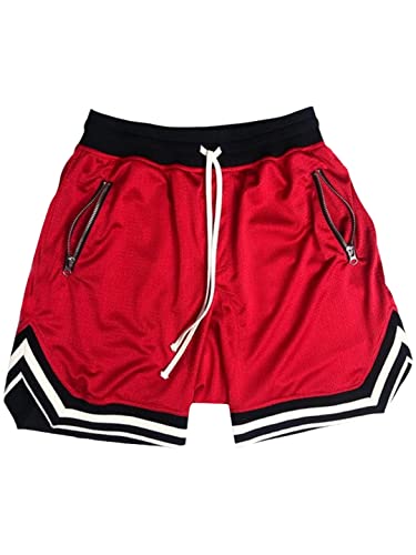 Short de sport léger en maille respirante rouge AXEBHPED