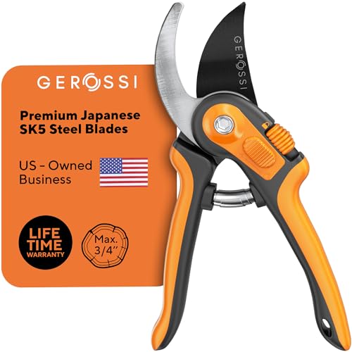 Bypass Pruning Shears with Ultra Sharp Blades - Premium Pruners w/Adjustable Feature for Any Hand Size - Ergonomic & Sturdy Scissors For Gardening - Perfectly Cutting Through Anything in Your Yard