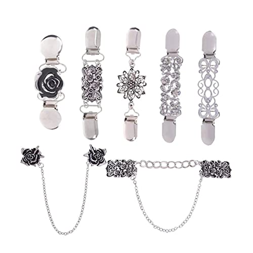 Clip châle pour femme en alliage style rétro argenté pour gilet et cardigan
