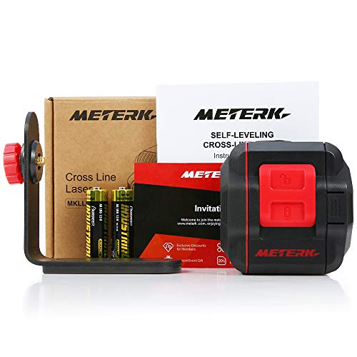 Laser Level, Meterk Cross Line Laser with Measuring Range 50ft, Switchable Self-Leveling Vertical and Horizontal Line, Rotatable 360 Degree with Flexible Magnetic Base, Battery Included - Thumbnail 6