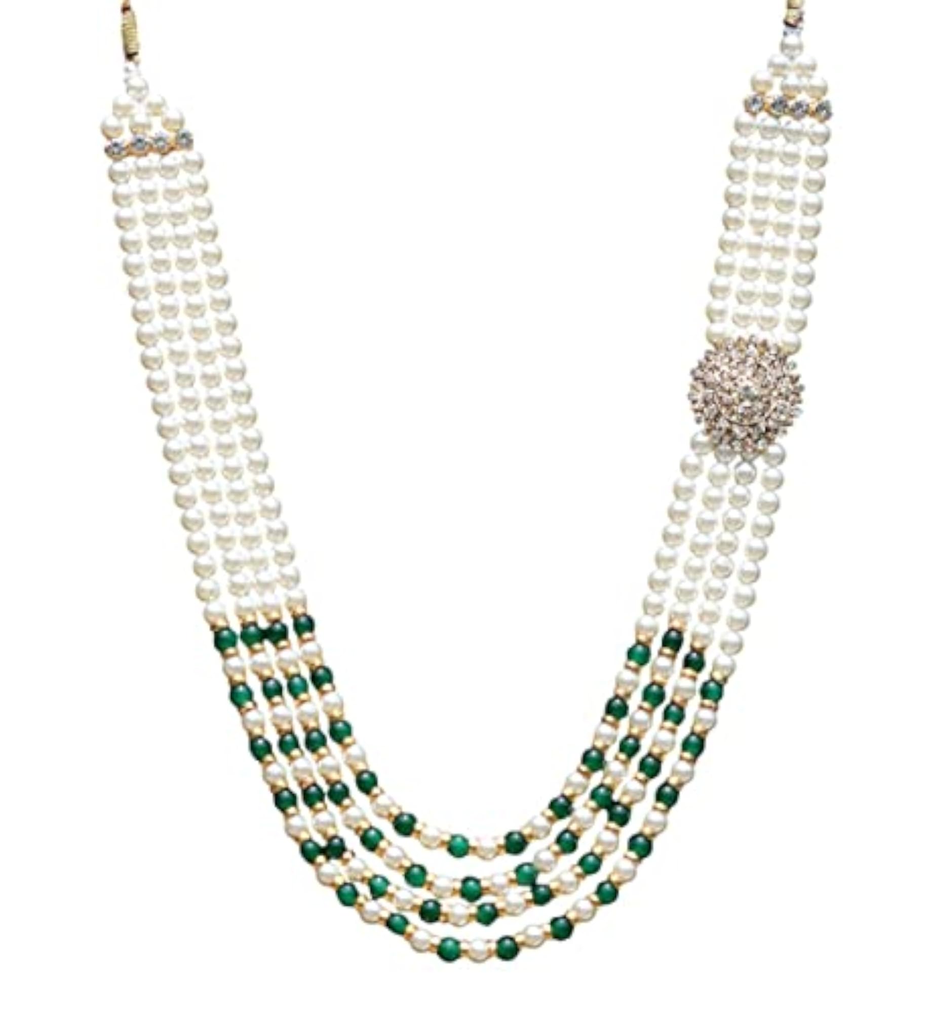 Handmade Pearl Stone & Studded AD Necklace for Men, Wedding Gift