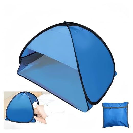 HJYDGJ Protection solaire portable - Tente de plage automatique - Petite tente de plage pop-up - Protection solaire - Voyage - Petite pour l'extérieur - Mini tente de tête - Double sort bleu