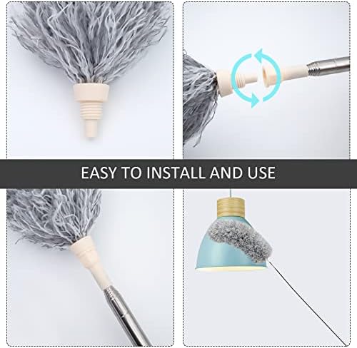 PhilaeEC Extendable Feather Duster 4PCS, Duster Cleaning Kit with 30-100 Inches Stainless Steel Extra Long Telescopic, Microfiber Dusters for Cleaning Cobweb, High Ceiling Fan, Lights, Blinds, Cars