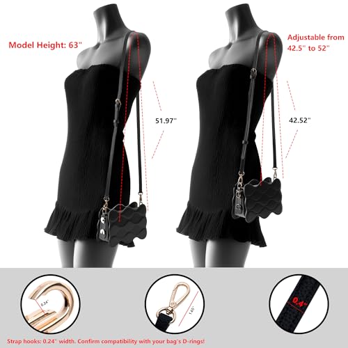 SEAVILIA PU Leather Purse Strap Replacement Crossbody Adjustable Long Thin Handmade Shoulder Handbags Strap