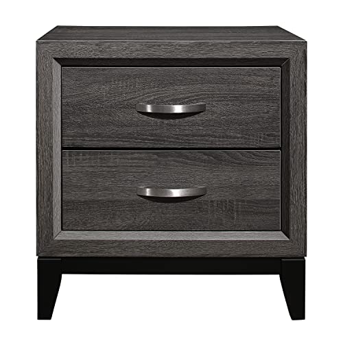 Stylish Gray Finish Nightstand for Improved Bedroom Space, Two Convenient Dovetail Drawers, for Modern Decor