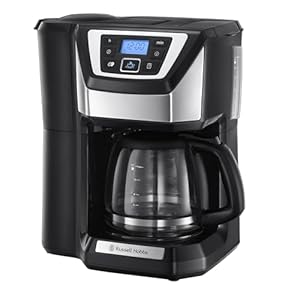 Russell Hobbs Chester Grind & Brew Filter Coffee Machine, Bean to cup, Quiet brew technology, 1.5L Carafe/12 cups, 4-12 Cup brewing option, 24hr timer, 40min keep warm, Washable filter, 1025W, 22000