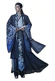 ONEPIFUSI Elegant Hanfu Traditional Chinese Dress for Men - Exquisite Embroidery, Soft Fabric, Adjustable Waistband(L Black,XL)