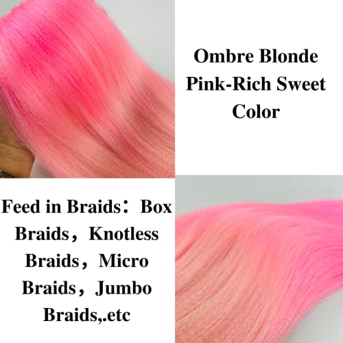 Ombre Blonde Pink Braiding Hair Pre Stretched Kanekalon Braiding Hair Extensions Feed In Braids #TOP3