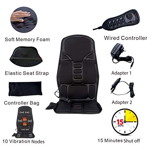 Seat Massager, Sotion Vibrating Back Massager for Chair Massage Cushion, 10 Vibrations to Relieve Stress and Fatigue for Back, Shoulder and Thighs - Thumbnail 5