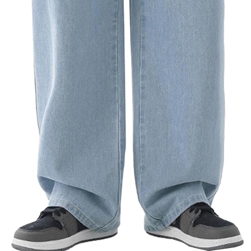 Loose Fit Jeans for Men Mens Straight Leg Jeans Street Hip-Hop Jean Motorcycle Style with Pockets2