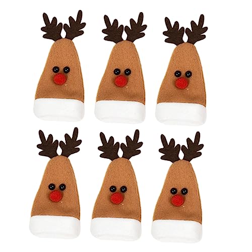 Ciieeo 6 Pièces Housse pour Bouteille de Vin Lot de Forme de Cerf Décoration de Bouteille Bouchon Décoratif pour Noël