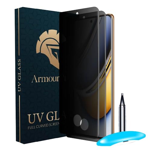 Image of ArmourPro UV Privacy Tempered Glass Compatible for Realme 11 Pro (6.7 Inch, Pack of 2) Edge to Edge Full SCreen Coverage & Installation Kit | Anti-Spy /Anti-Peeping 9H Hardness