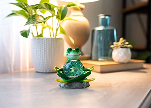Elanze Designs Yoga Frog Miniature 45MM Sturdy Polyresin Magical Whimsical Tabletop Dresser Nightstand Glitter Water Snow Globe Figurine Decoration - Thumbnail 6