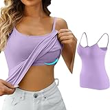 Conception du Débardeur : la conception de la femme caraco réglable est simple et facile à assortir. notre débardeur de base avec soutien-gorge est conçue avec des bretelles spaghetti réglables, une encolure dégagée et une bande élastique insérée pour augmenter la beauté et mieux refléter l'effet de votre silhouette mince .C'est un élément essentiel de votre garde-robe.