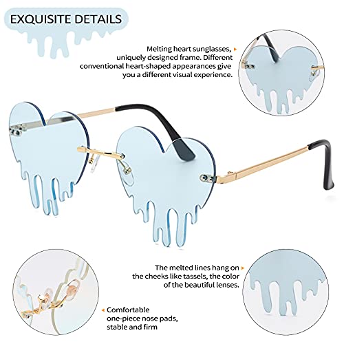 BOJOD Dripping Heart Shaped Sunglasses for Women Heart Glasses Trendy Sunglasses for Party4