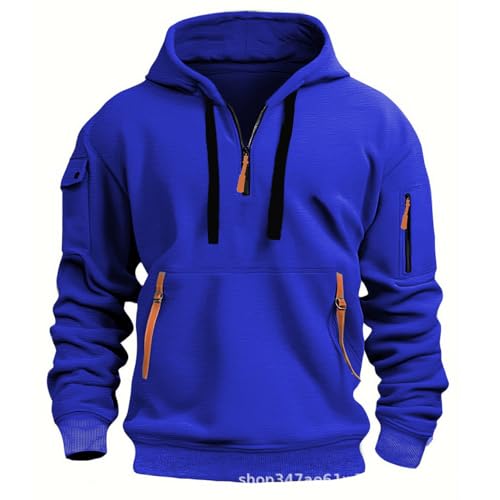 Spring and Autumn Men's Hoodie Zipper Multi Pocket Embroidered Badge Hoodie Sports and Leisure Bathroom