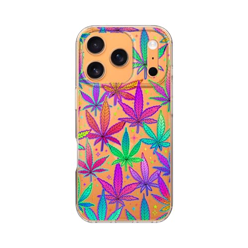 Coque de protection transparente antichoc fleurs de chanvre colorées i17 Pro