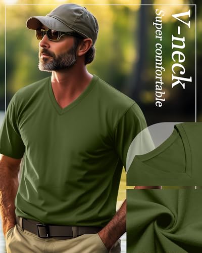 Neer 4 Pack Men's Big and Tall V Neck T-Shirts Casual Short Sleeve Cotton Tee Shirt Plus Size Summer Basic Tops4