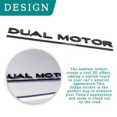 Funce Model 3 Y Dual Motor Emblem Sticker Underlined Badge Letters Accessories Compatible with Tesla Model 3/Y/S/X (Gloss Black) by Funce - Used condition - Image 3