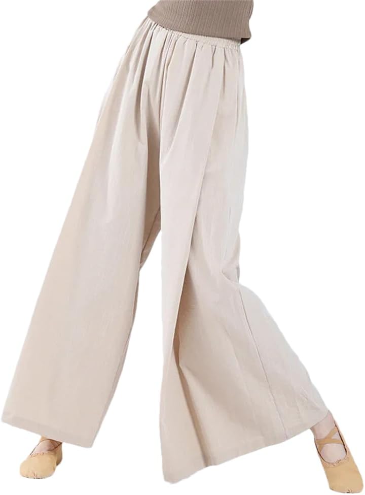 Women Wide Leg Trousers Modern Dance Classical Loose Straight Swinging Daily Training Pants Wear Chinese Dance Pants