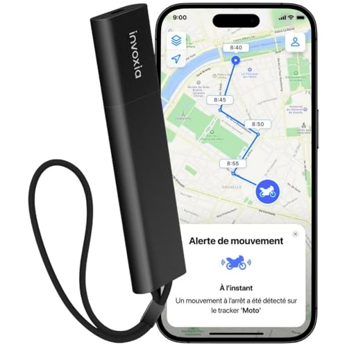 Tracker GPS Pro Invoxia - Localisation en Temps Réel - sans Abonnement Inclus - pour Voitures, Motos, Enfants - Alertes de Mouvement et d’Inclinaison - Réseau 4G LTE-M - Jusqu’à 3 Mois d’autonomie
