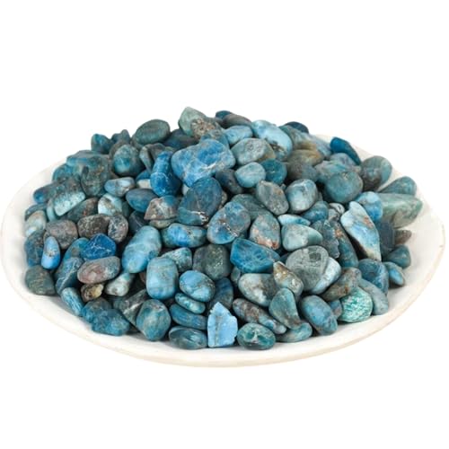 DECORN Chips caídos de Cristal de apatita Azul triturado - Chips de Cristales curativos de apatita Azul de 2,2 Libras a Granel - Arena de Roca de Cristal de mar de Grava de Acuario,7~9mm