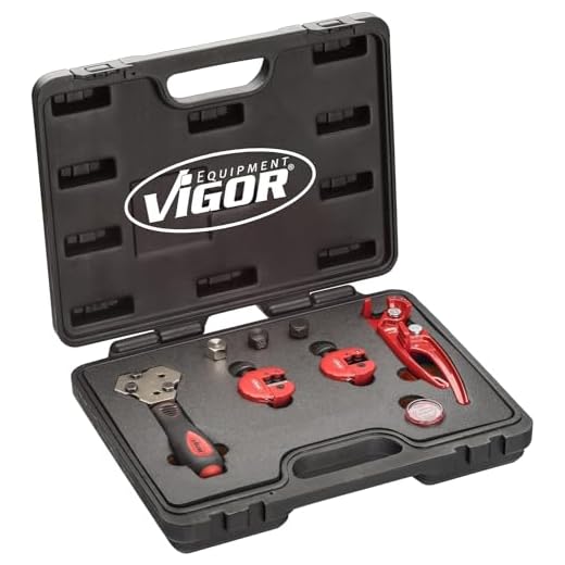ViGOR V5513 Bördelgerät Satz I 9-teiliges Set I für DIN Bördelung, Bördeln von Stahl-, Aluminium-, oder Kupfer-Bremsleitungen I Einsatz an Brems- bzw. Hydraulikleitungen direkt am Fahrzeug