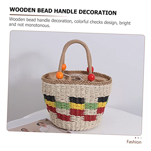 Straw Handbag Wicker Picnic Basket Large Capacity Straw Woven Bag for Women Beach Bag4